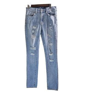HM Womens Size 30 Skinny Trashed Distressed Denim Jeans Light Blue Pants Casual